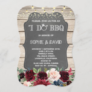 Convite Burgundy Floral I DO CHURRASCO Chalk Barn I DO CHU