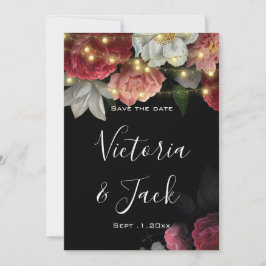 Convite Burgundy Floral Rustic lig salvar as datas