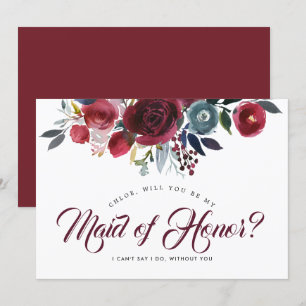 Convite Burgundy Floral será minha Madrinha de casamento?