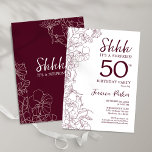 Convite Burgundy Floral Surpresa 50º Aniversário<br><div class="desc">Burgundy Maroon e White Surpresa 50 anos. A Elegante feminina marsala wine design apresenta sotaques botânicos e tipografia. O cartão de convite floral elegante é perfeito para uma festa surpresa na moda. Impressos convites Zazzle ou modelo de impressão digital instantânea para download.</div>