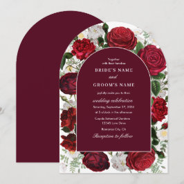 Convite Burgundy Floral Watercolor Arch Elegante