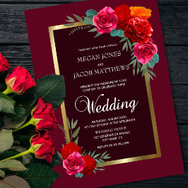 Convite Burgundy Floral Wedding