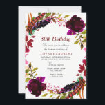 Convite Burgundy Floral Wreath aniversário de 30 anos, Con<br><div class="desc">Burgundy Floral Wreath aniversário de 30 anos da Festa Convidar Coleção de Correspondência em Niche e Nest store.</div>