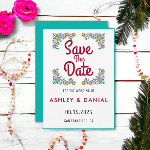 Convite Burgundy floral wreath boho Casamento Salve a Data