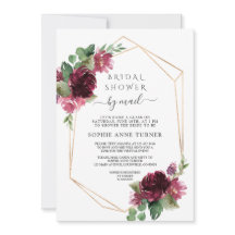 Burgundy Flowers Virtual Chá de panela Por Email