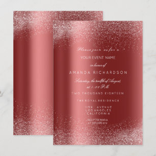 Convite Burgundy Folhas de Glitter Branco Quadro de Areia 