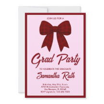 Burgundy Gingham Bow Graduation Party