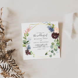 Convite Burgundy Gold Geometric The Wedding Of