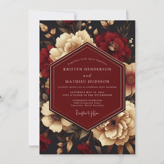 Convite Burgundy Ivory Luminous Wedding (Frente)