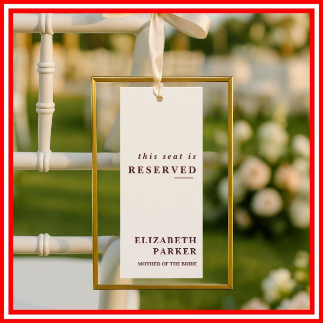 Convite Burgundy & Ivory Reserved Seating Wedding Tag (Criador carregado)