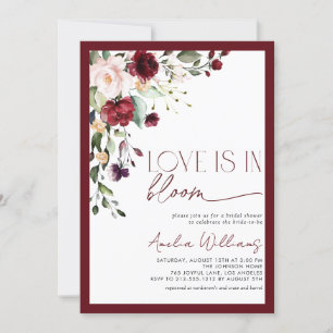 Convite Burgundy Love está em Bloom Floral Watercolor