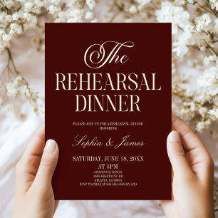Convite Burgundy Marfim Jantar de Ensaios do Casamento