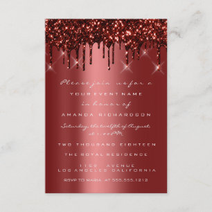 Convite Burgundy Maroon Glitter Drips Noiva Sweet 16