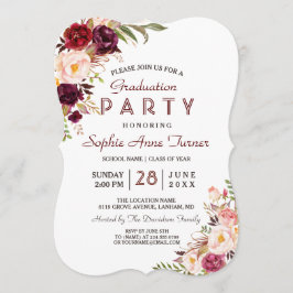 Convite Burgundy Marsala Blush Festa de formatura