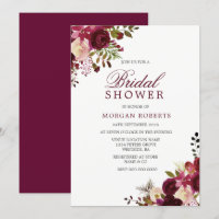 Burgundy Marsala Chá de panela Floral