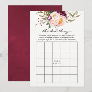 Convite Burgundy - Marsala e Floral de Pêssego Bingo de No