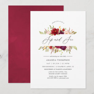 Convite Burgundy - Marsala e floral rosé para prova e visu