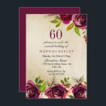 Convite Burgundy Marsala Floral Dourado 60º Aniversário Co<br><div class="desc">Burgundy Marsala Floral Dourado 60º Aniversário Convide Ver coleção correspondente em nicho e ninho loja Lindas e elegantes flores de burgundy. Cor d'água pintada à mão perfeita para o seu chá de panela</div>