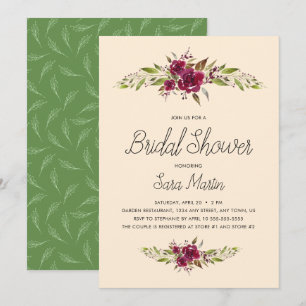 Convite Burgundy Marsala Floral e Greenery   Bridal Show