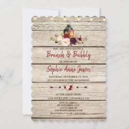 Convite Burgundy Marsala Floral Lanterna Brunch