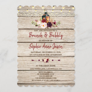Convite Burgundy Marsala Floral Lanterna Brunch