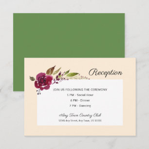 Convite Burgundy Marsala Floral Recepção de casamento