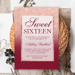 Convite Burgundy mbre ombre, dourado-rosa Faux Sweet 16<br><div class="desc">Um moderno, bonito e elegante chá glitter rosa de ouro ombre com bloco de cor marsala burgundy convite de aniversário Sweet 16 com padrão rosa de ouro ombre com burgundy e elegante quadro de ouro Perfeito para uma princesa Doce dezesseis, perfeito para ela, a moda que ama padrões modernos e...</div>