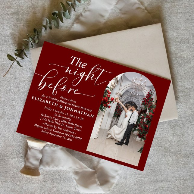 Convite Burgundy Na Noite Antes Do Janto De Ensaio (Criador carregado)