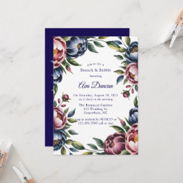 Convite Burgundy Navy Blush Peony Brunch and Bubbly
