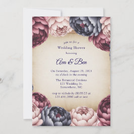 Convite Burgundy Navy Blush Peony Wedding Shower