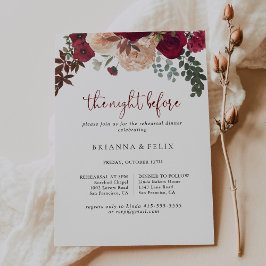 Convite Burgundy Noite Floral Antes Do Janto De Ensaio