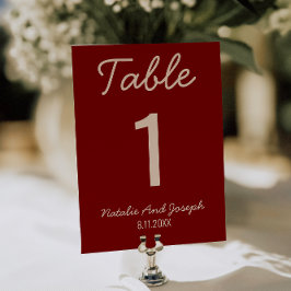 Convite  Burgundy Old Money Whimsical Wedding Table Number
