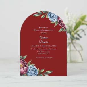Convite Burgundy Peony e Celebração de Casamento de Rosa A