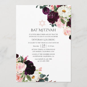Convite Burgundy Plum e Blush Pink Bat Mitzvah