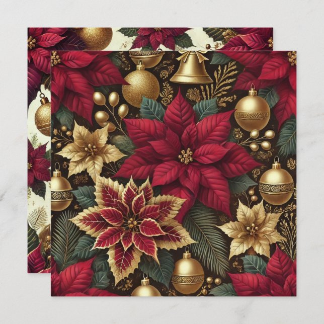 Convite Burgundy Poinsettia Imprimível (Frente/Verso)