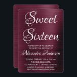 Convite Burgundy Purple Sweet Sessenta Festas de aniversár<br><div class="desc">Roxo Borgonha - Marsala Elegante e Doce Moderno,  Dezesseis Convites de festas Metálicos Brutos de Folha Metálica. Este convite é perfeito para uma Festa de aniversário Burgundy Sweet 16 que quer celebrar em Cranberry e White. Os itens correspondentes podem ser solicitados contatando o designer.</div>