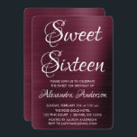 Convite Burgundy Purple Sweet Sessenta Festas de aniversár<br><div class="desc">Roxo Borgonha - Marsala Elegante e Doce Moderno,  Dezesseis Convites de festas Metálicos Brutos de Folha Metálica. Este convite é perfeito para uma Festa de aniversário Burgundy Sweet 16 que quer celebrar em Cranberry e White. Os itens correspondentes podem ser solicitados contatando o designer.</div>