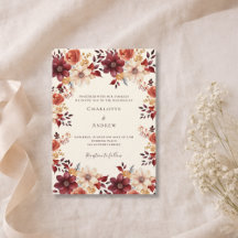 Burgundy queimou laranja queda floral luxo