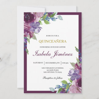 Convite Burgundy quinceañera invitation