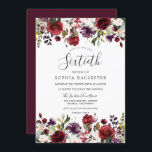 Convite Burgundy Red Boho 60ª Sessenta Festa de aniversári<br><div class="desc">Burgundy Red Boho 60ª Festa de aniversário Convidar Ver coleção correspondente em Niche e Nest Store</div>