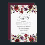 Convite Burgundy Red Boho 60ª Sessenta Festa de aniversári<br><div class="desc">Burgundy Red Boho 60ª Festa de aniversário Convidar Ver coleção correspondente em Niche e Nest Store</div>