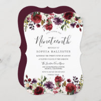 Burgundy Red Botanical 19ª Festa de aniversário
