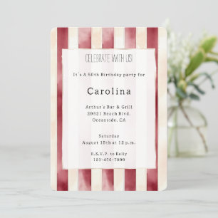 Convite Burgundy Red Cream 50º Aniversário