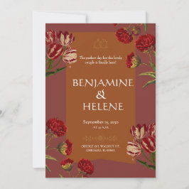Convite Burgundy Red Floral Invitation
