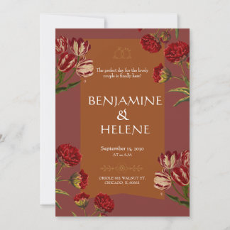 Convite Burgundy Red Floral Invitation