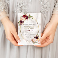 Burgundy Red Marsala Floral Dourado Casamento Marb