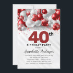 Convite Burgundy Red Silver Balloon Glitter aniversário de<br><div class="desc">Glam Moderno Burgundy Red Silver Balão Brilhante Glitter Qualquer Convite De Aniversário</div>