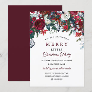 Convite Burgundy Red White Floral