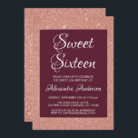 Convite Burgundy Rosa Dourado Doce Dezesseis Aniversário<br><div class="desc">Burgundy Maroon Rosa Dourado Doce Dezesseis Convite de aniversário brilhante. Este convite da Girly é perfeito para a Rosa da Maroon Burgundy, Dourada, e para a Dourada Rosa Rosa Rosa Rosa Rosa Rosa Rosa, 16, que pretende celebrar uma Festa de aniversário 16 Doce 16. Entre em contato com o designer...</div>