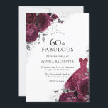 Convite Burgundy & Silver Dress Floral Rosas 60º Aniversár<br><div class="desc">Burgundy & Silver Dress Floral Rosas 60ª Festa de aniversário 60 e Fabuloso Convite designs florais mais elegantes em nossa loja! Consulte a coleção correspondente em nossa loja</div>